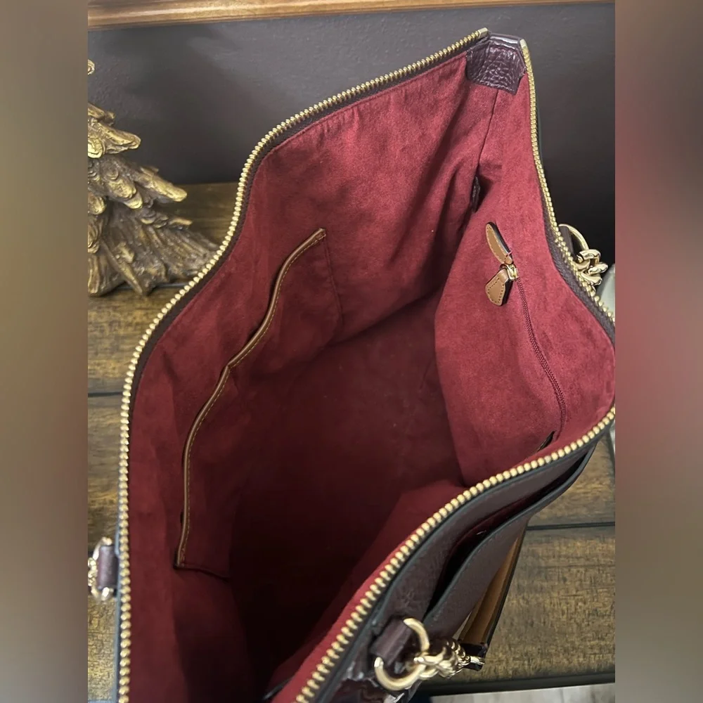 Coach Ava Chain Patent Pebbled Leather Purse Tote